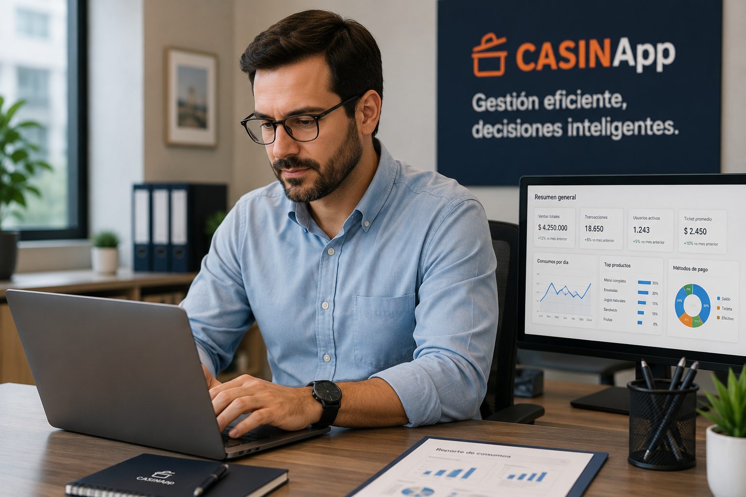 Concesionario revisando reportes de gestión
